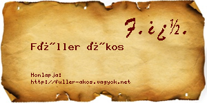Füller Ákos névjegykártya